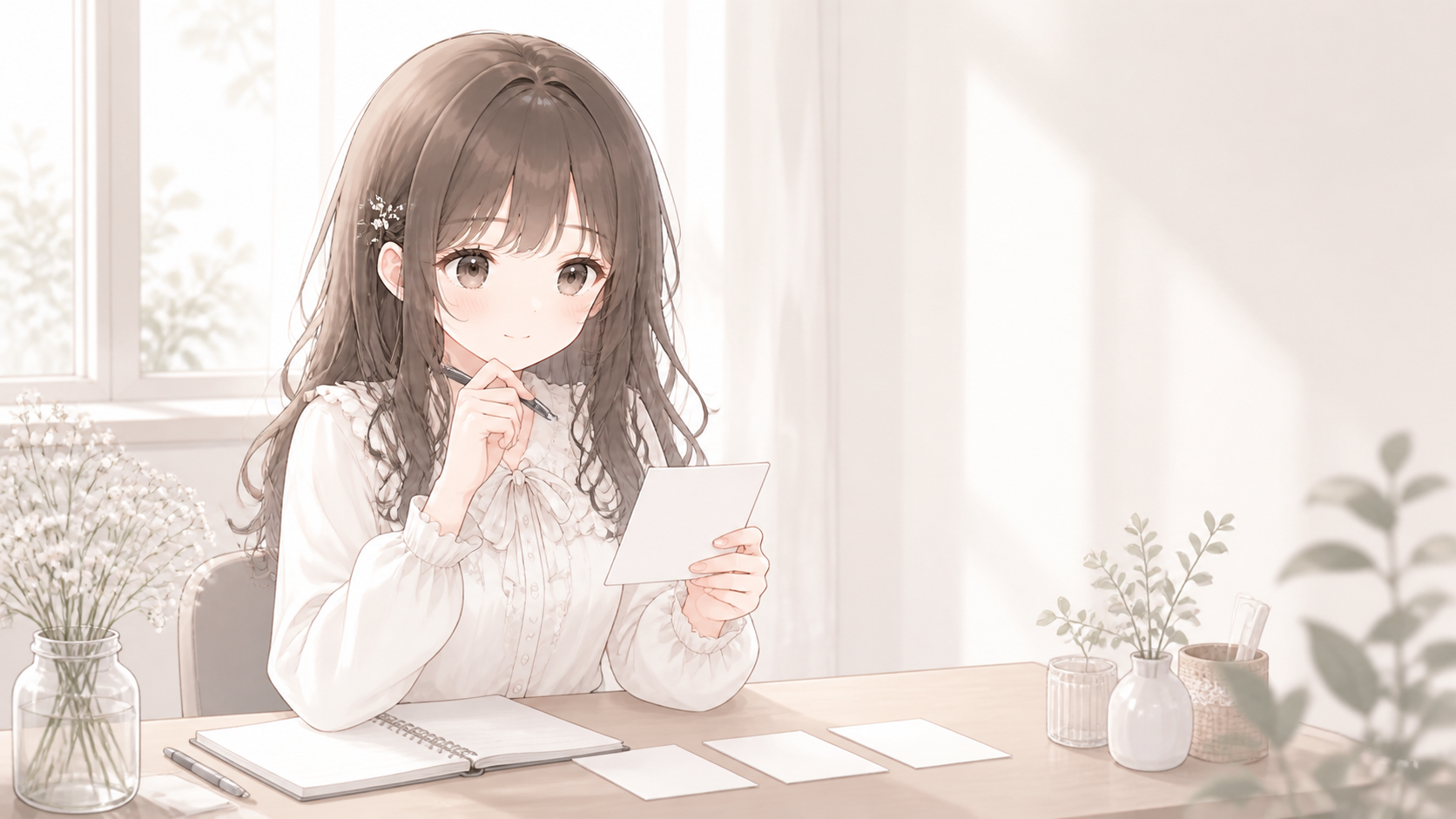 記事のテーマをノートに書き出す白石琴葉