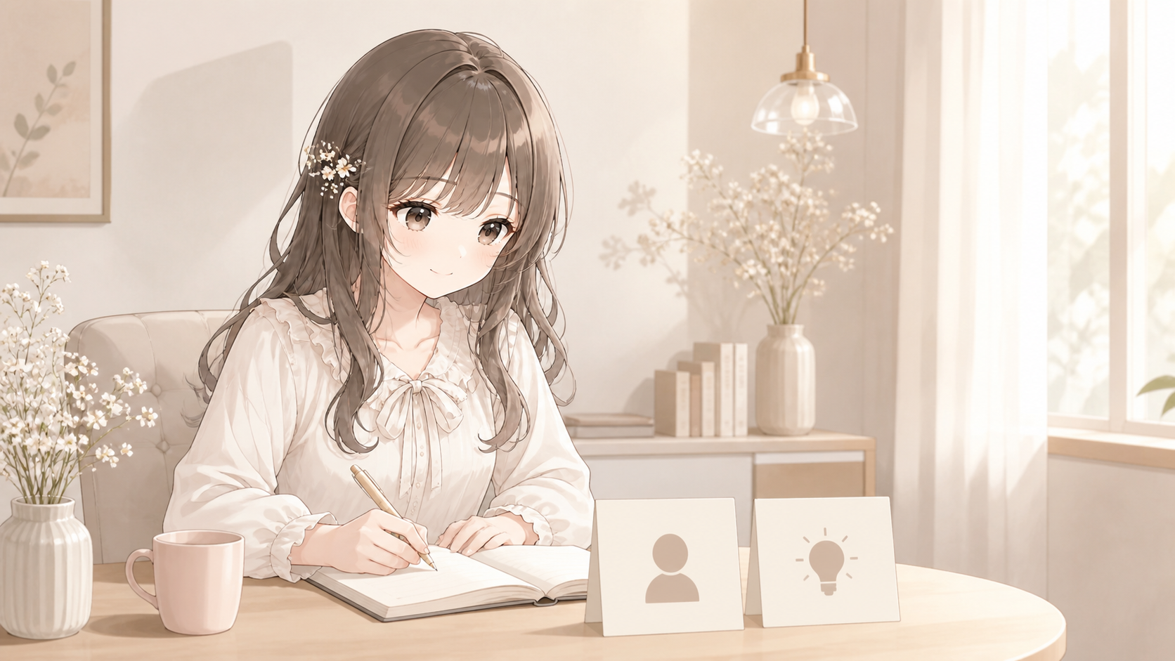 誰に何を届けるかをノートに整理する白石琴葉