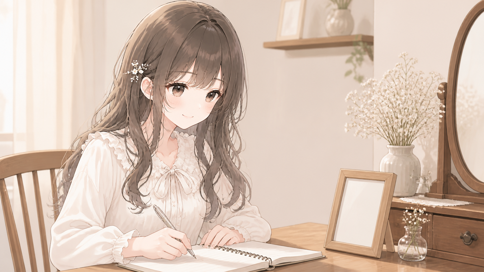 プロフィールの言葉をノートに書く白石琴葉