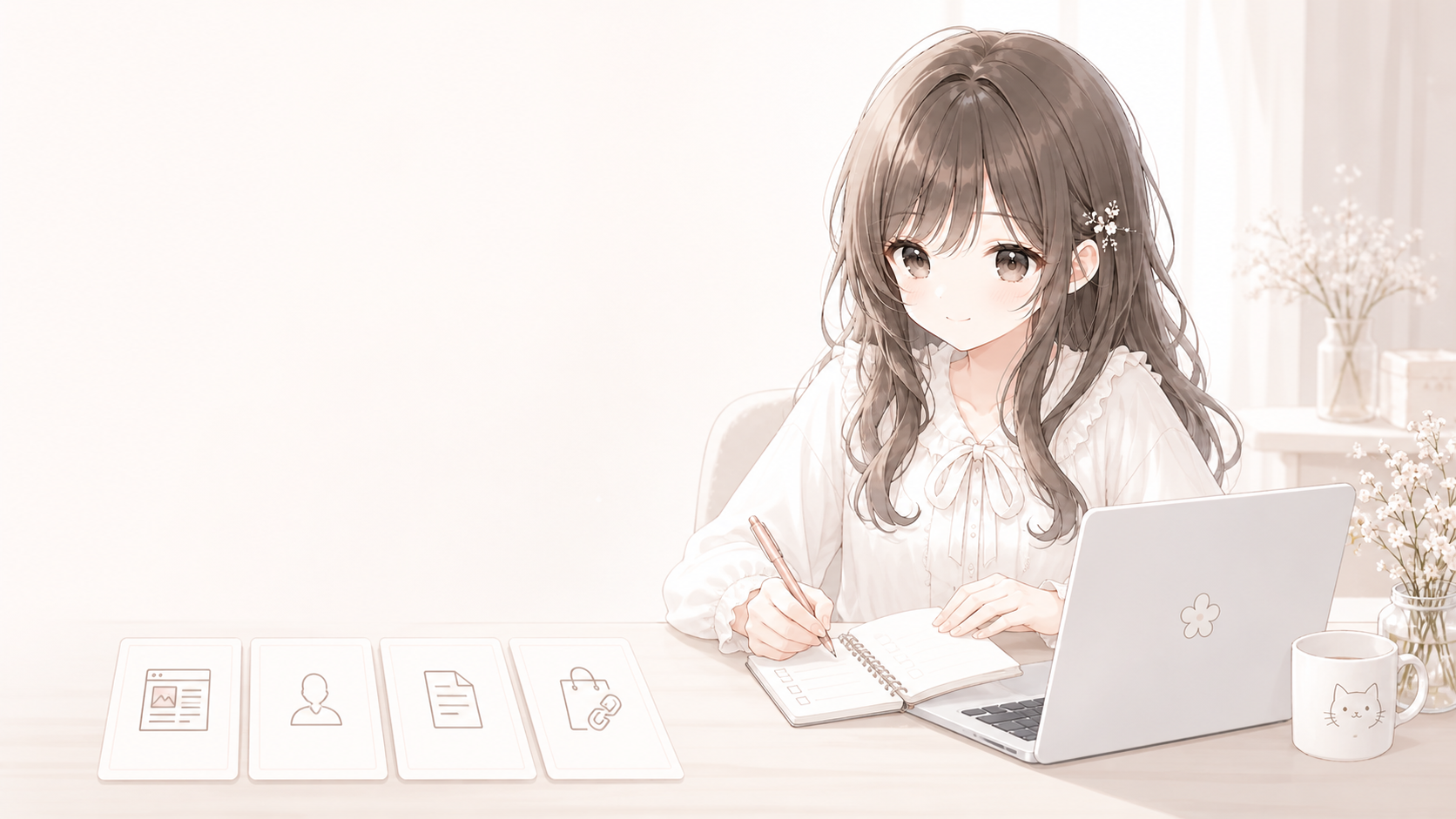 商品紹介を始める前の準備を確認する白石琴葉